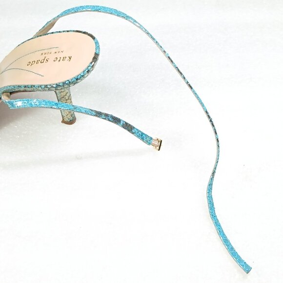 Kate Spade NY Teal Snakeskin Print Metallic Strappy Pumps Heels Size 8 VGUC - Picture 12 of 16